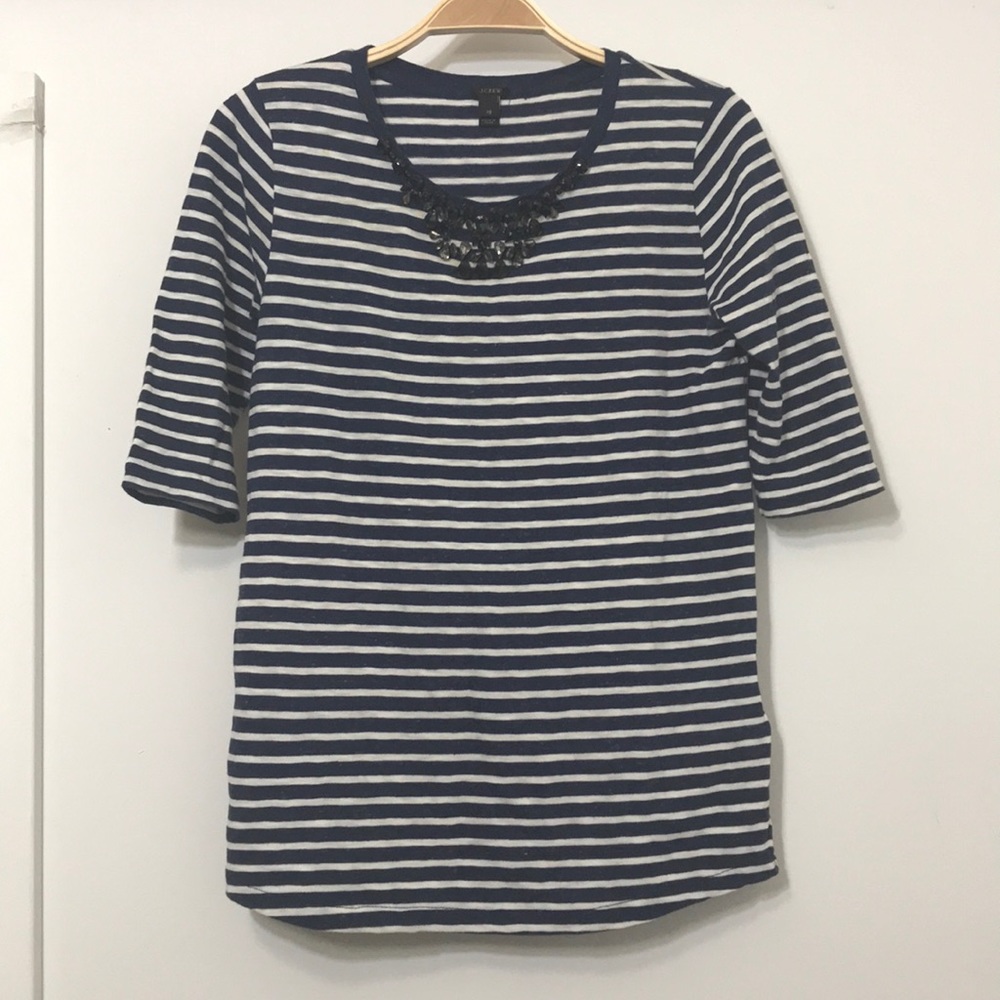 JCREW ELBOW LENGTH JEWLED BLOUSE
